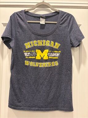 Michigan Wolverines Women's Navy Scoop Neck Tee